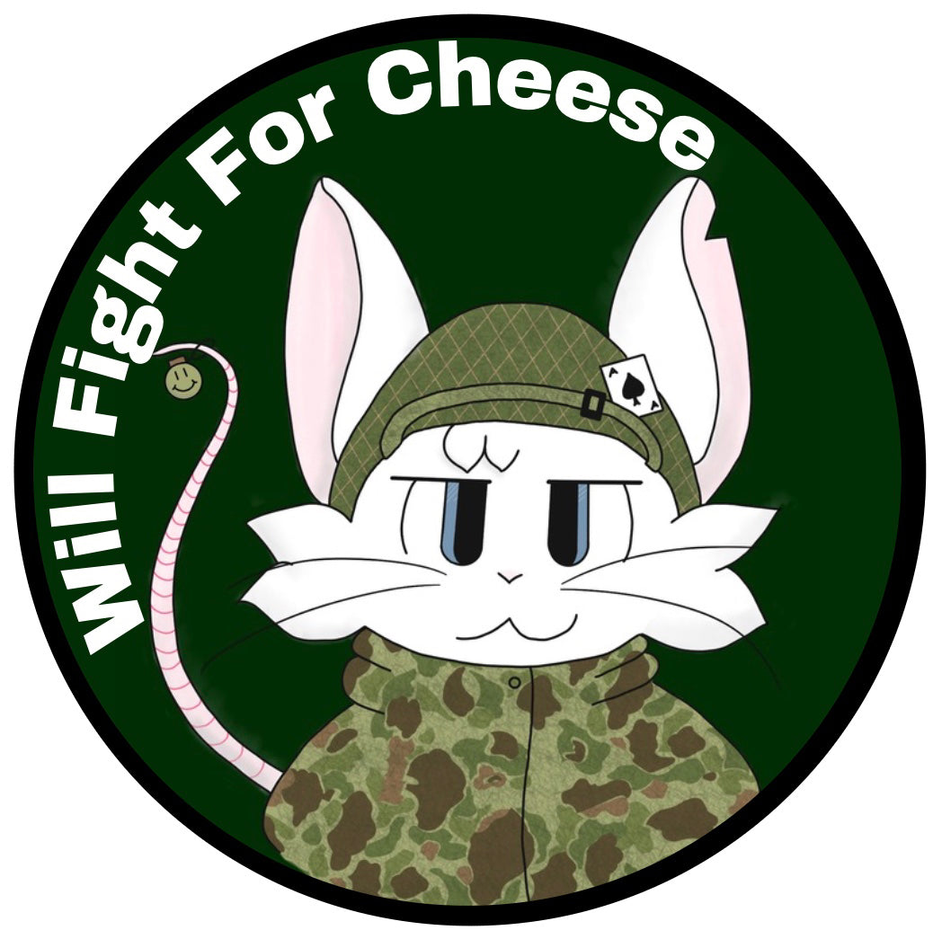 Will Fight For Cheese - 2" Velcro Backed Patch